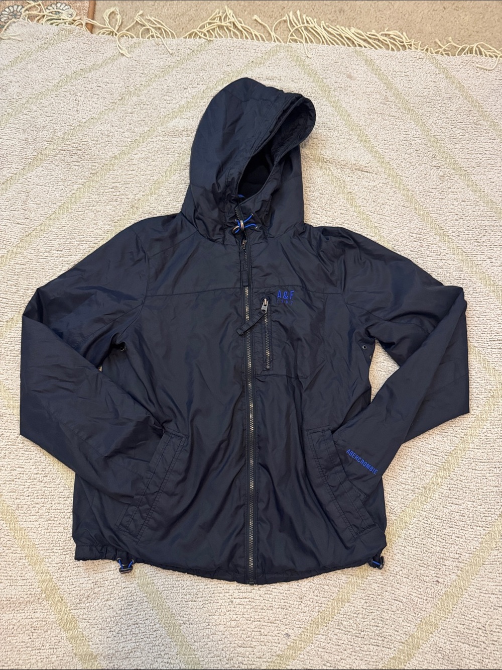 Abercrombie Kids Black Hooded Windbreaker Jacket Youth Medium Lightweight
